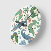 かわいいワニ ラウンド壁時計 (傾斜)