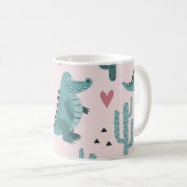 かわいいワニ、ヴィンテージワニのパターン。 コーヒーマグカップ (正面右)