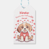 かわいいワンちゃんウッフバレンタインデー ギフトタグ (正面)