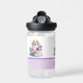 かわいいワンちゃんカラフルの本&花 ウォーターボトル (正面)