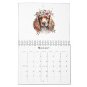 かわいいワンちゃんペット水彩花 カレンダー (3月 2027)