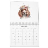かわいいワンちゃんペット水彩花 カレンダー (3月 2026)
