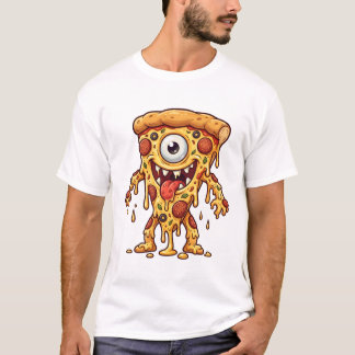 かわいいワンアイのピザモンスターのイラスト Tシャツ