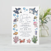 かわいいワンダーザシー海キッズファースト誕生日 招待状 (スタンド正面)