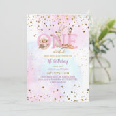 かわいいワンベビーガール1st誕生日パーティー 招待状 (スタンド正面)