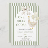 かわいいワン間抜けグース男女兼用誕生日 招待状 (正面/裏面)