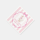 かわいいワン シリ―グース ピンクの リボン ファースト バースデー スタンダードカクテルナプキン (角)