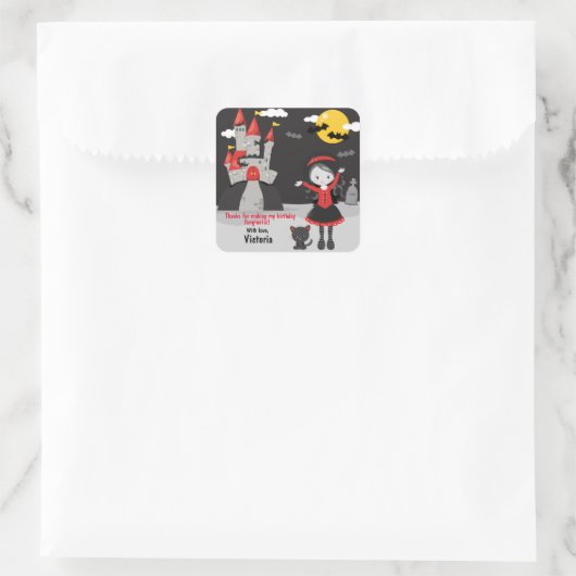 かわいいヴァンパイアガールハロウィンキッズ不気味 スクエアシール (バッグ)