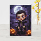 かわいいヴァンパイアハロウィーン カード (黄色い花)