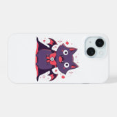 かわいいヴァンパイア猫 iPhone 15ケース (裏面横)