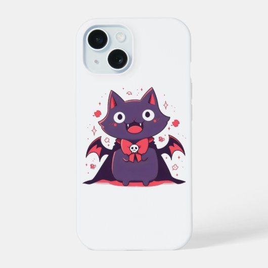 かわいいヴァンパイア猫 iPhone 15ケース (裏面)