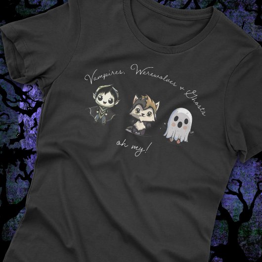 かわいいヴァンパイア、人狼と幽霊ハロウィーン Tシャツ