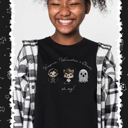 かわいいヴァンパイア、人狼と幽霊ハロウィーン Tシャツ