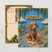 かわいいヴィズラの子犬 ポストカード (正面/裏面)