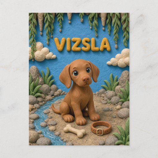 かわいいヴィズラの子犬 ポストカード (正面)