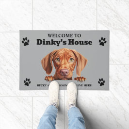 かわいいヴィズラ犬の写真 ドアマット