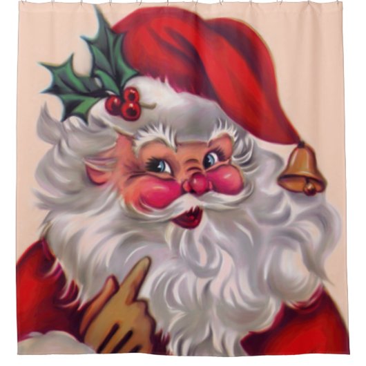 かわいいヴィネージサンタクロース2 シャワーカーテン (正面)