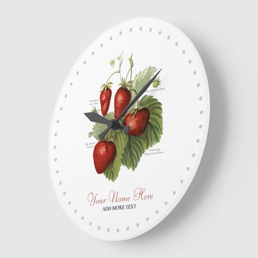 かわいいヴィンテージいちごさんに愛される名前 ラージ壁時計 (傾斜)