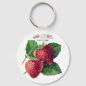 かわいいヴィンテージいちご果実あなたの名前を追加 キーホルダー (正面)