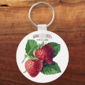 かわいいヴィンテージいちご果実あなたの名前を追加 キーホルダー (正面)