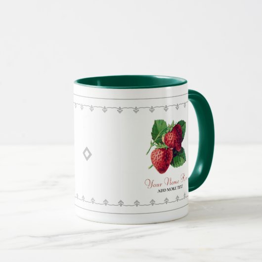 かわいいヴィンテージいちご果実あなたの名前を追加 マグカップ (正面右)