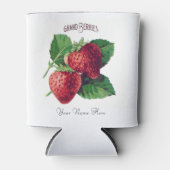 かわいいヴィンテージいちご果実あなたの名前を追加 缶クーラー (正面)
