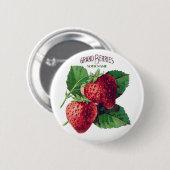 かわいいヴィンテージいちご果実あなたの名前を追加 缶バッジ (正面&裏面)