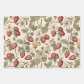 かわいいヴィンテージいちご&フラワーズデザイン ラッピングペーパーシート (正面)