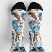 かわいいヴィンテージうさぎシームレス ソックス (上部)