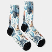 かわいいヴィンテージうさぎシームレス ソックス (右)