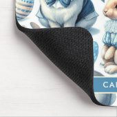 かわいいヴィンテージうさぎシームレス マウスパッド (コーナー)