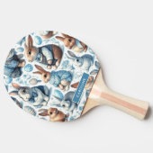 かわいいヴィンテージうさぎシームレス 卓球ラケット (横)