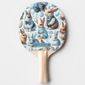かわいいヴィンテージうさぎシームレス 卓球ラケット (正面)