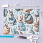 かわいいヴィンテージうさぎシームレス 薄葉紙 (クラフト)