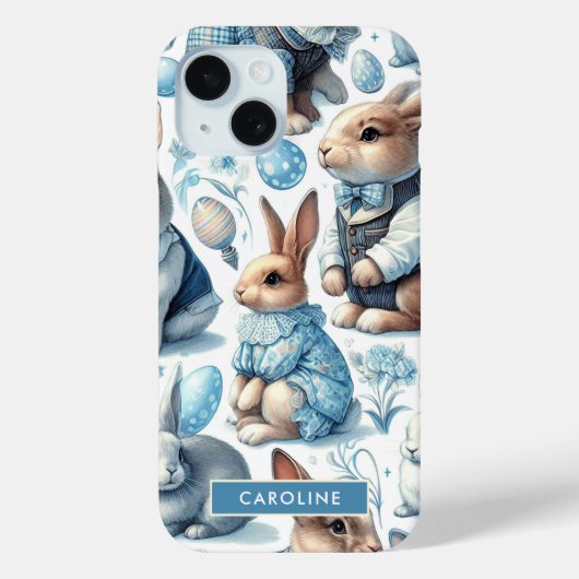かわいいヴィンテージうさぎシームレス Case-Mate iPhoneケース (裏面)