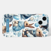 かわいいヴィンテージうさぎシームレス Case-Mate iPhoneケース (裏面 (横))