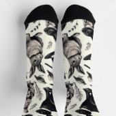 かわいいヴィンテージうさぎパターン ソックス (上部)