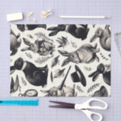 かわいいヴィンテージうさぎパターン 薄葉紙 (クラフト)