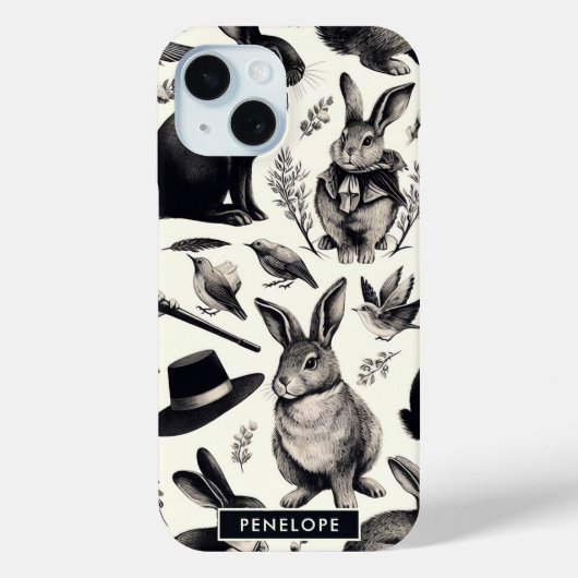 かわいいヴィンテージうさぎパターン Case-Mate iPhoneケース (裏面)