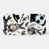 かわいいヴィンテージうさぎ柄 iPhone 15ケース (裏面横)