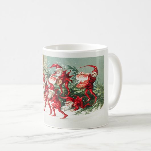 かわいいヴィンテージおもしろいサンタクリスマス小人 コーヒーマグカップ (正面右)