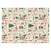 かわいいヴィンテージおもちゃクリスマスツリーホース テーブルクロス (正面(横))