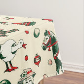 かわいいヴィンテージおもちゃクリスマスツリーホース テーブルクロス (インサイチュ)