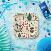 かわいいヴィンテージおもちゃクリスマスツリーホース ペーパープレート (パーティー)