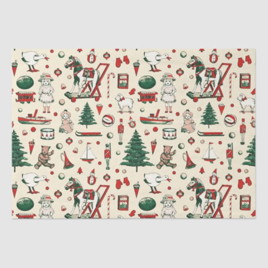 かわいいヴィンテージおもちゃクリスマスツリーホース 薄葉紙 (正面)