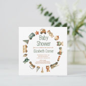 かわいいヴィンテージおもちゃリースベビーシャワー招待状 招待状 (スタンド正面)