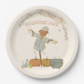 かわいいヴィンテージかかしハロウィンバッシュ ペーパープレート (正面)