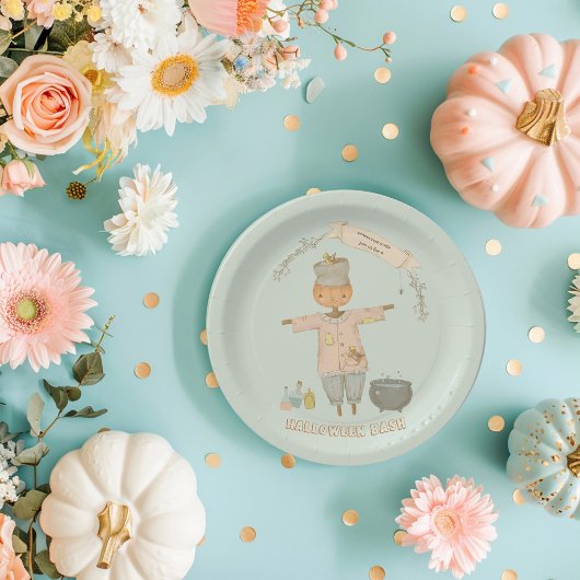 かわいいヴィンテージかかしハロウィンバッシュ ペーパープレート