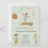 かわいいヴィンテージかかしハロウィンバッシュ 招待状 (正面)