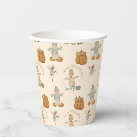 かわいいヴィンテージかかしハロウィンバッシュ 紙コップ (正面)